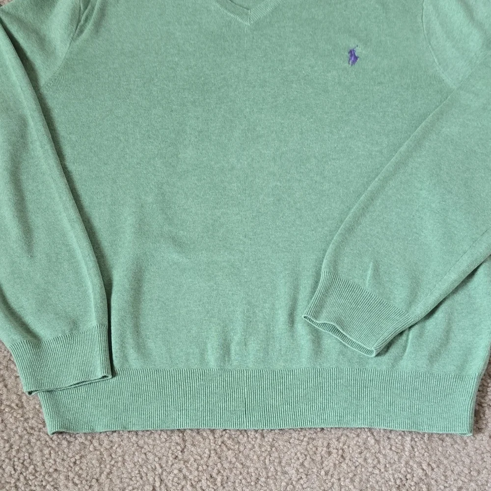 Polo by Ralph Lauren Men's Mint V-Neck Sweater 100% Pima Cotton Size L